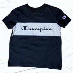 CHAMPION Short Sleeve Black Grey Logo